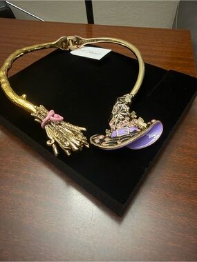 Betsey Johnson Gold-Tone Collar Necklace with Purple and Pink Enamel Accents